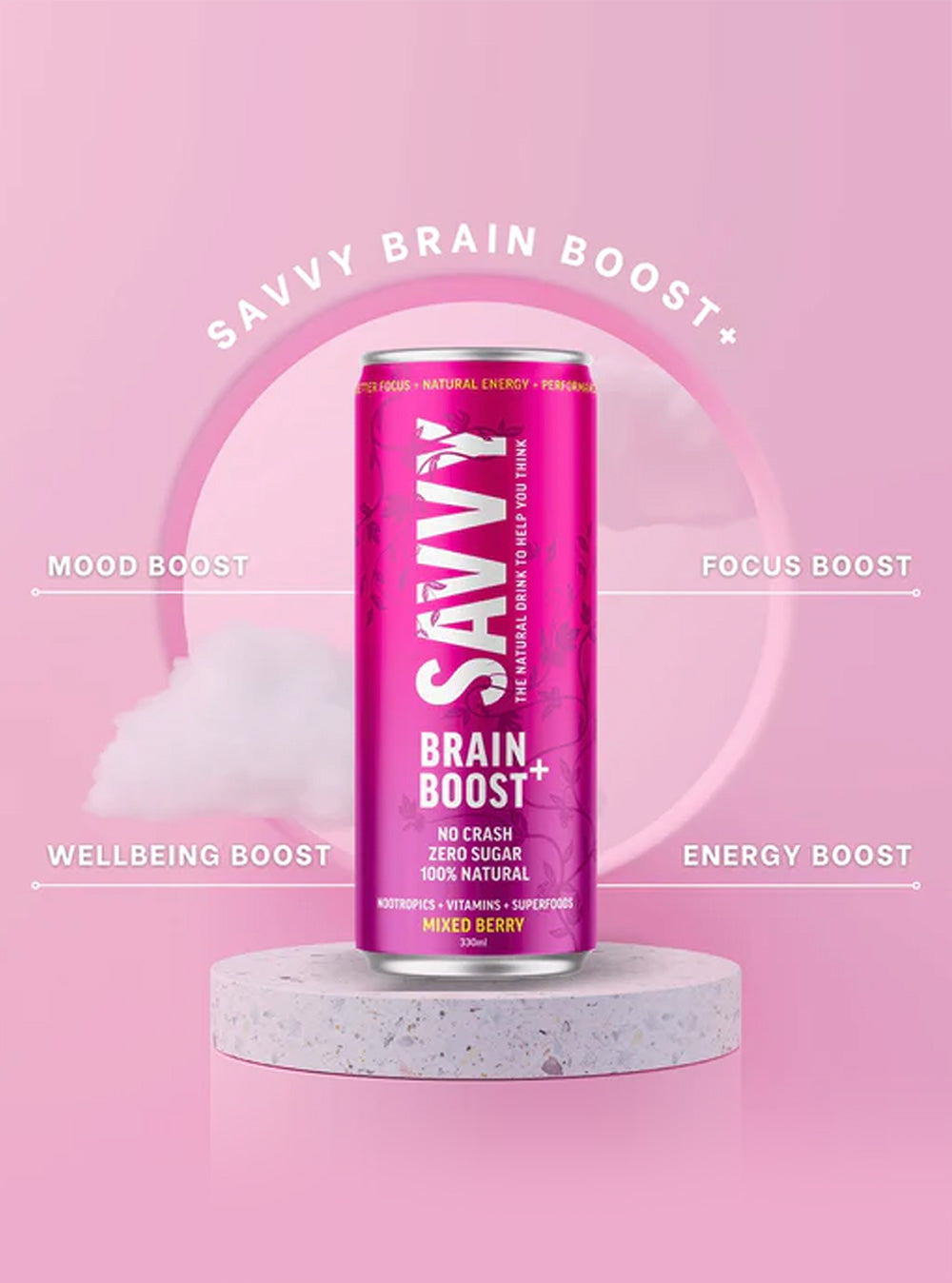 SAVVY BRAIN BOOST+ Mixed Berry 330ml Box of 12